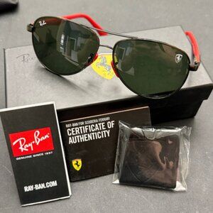 BRAND NEW RAY BAN Men RB8313M/001-87 Ferrari Gunmetal Sunglasses Green Lens